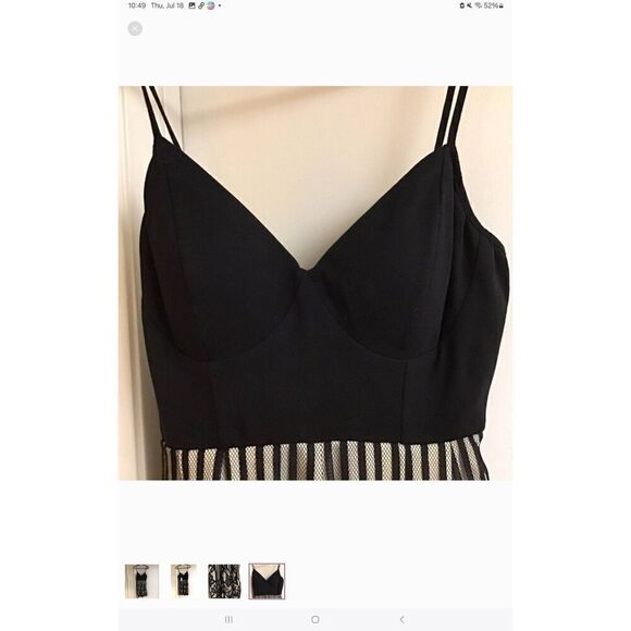 NWT~Gorgeous Nude & Black Lace Overlay Strappy Romper Sz Large - Picture 4 of 4